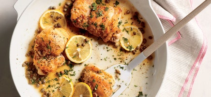 Sautéed chicken with lemon-caper sauce