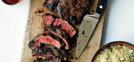 Harissa-spiced sirloin with mint couscous