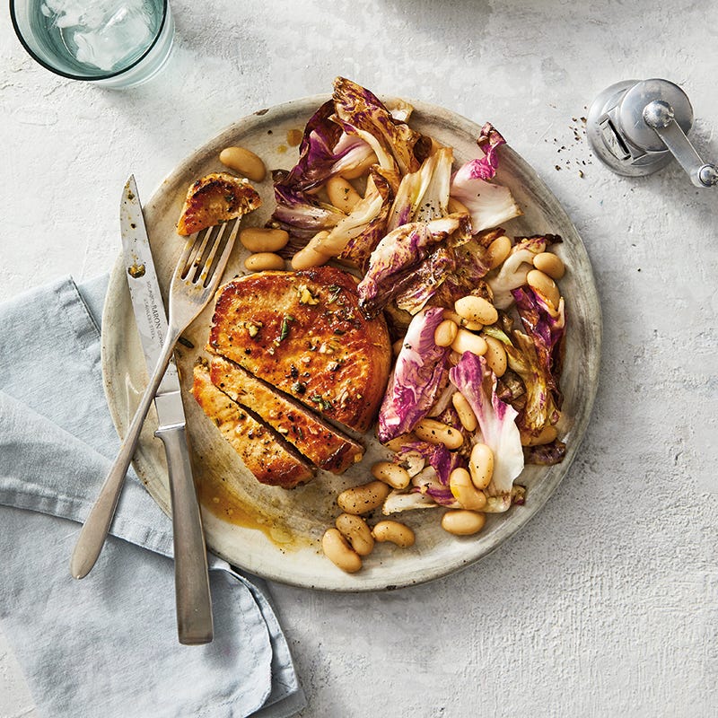 Pork Chops with White Beans & Radicchio