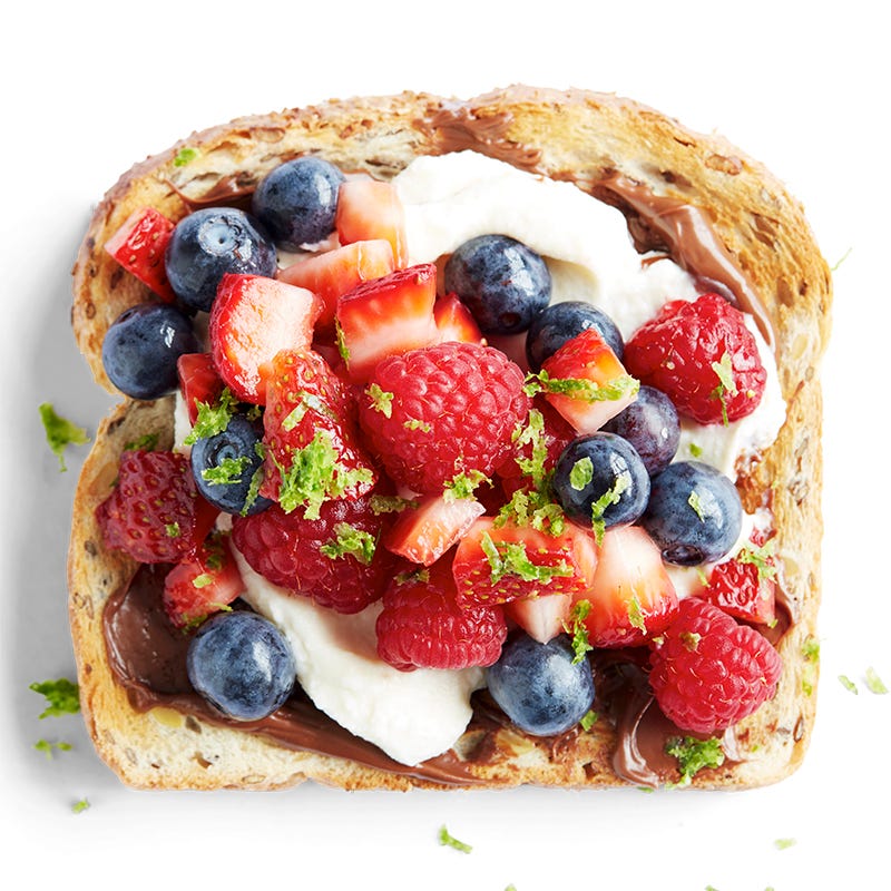 Photo of Citrus mixed berries with choc-hazelnut and ricotta toast topper by WW