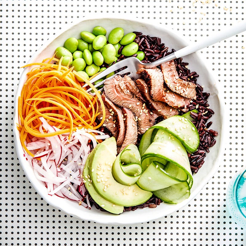 Photo of Grilled beef and black rice sushi bowl by WW