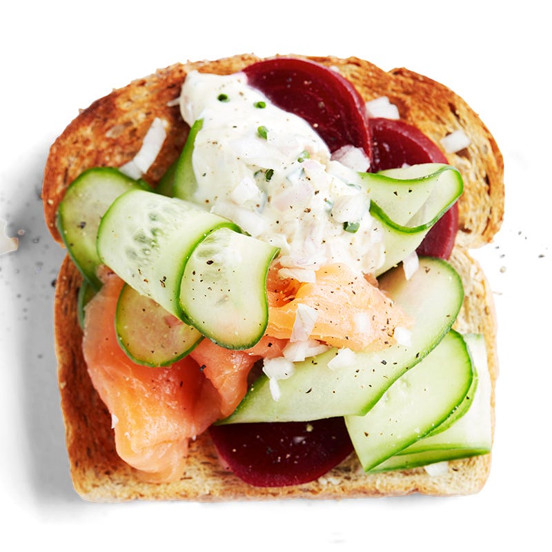 Photo of Salmon with beetroot, horseradish cream and capers toast topper by WW