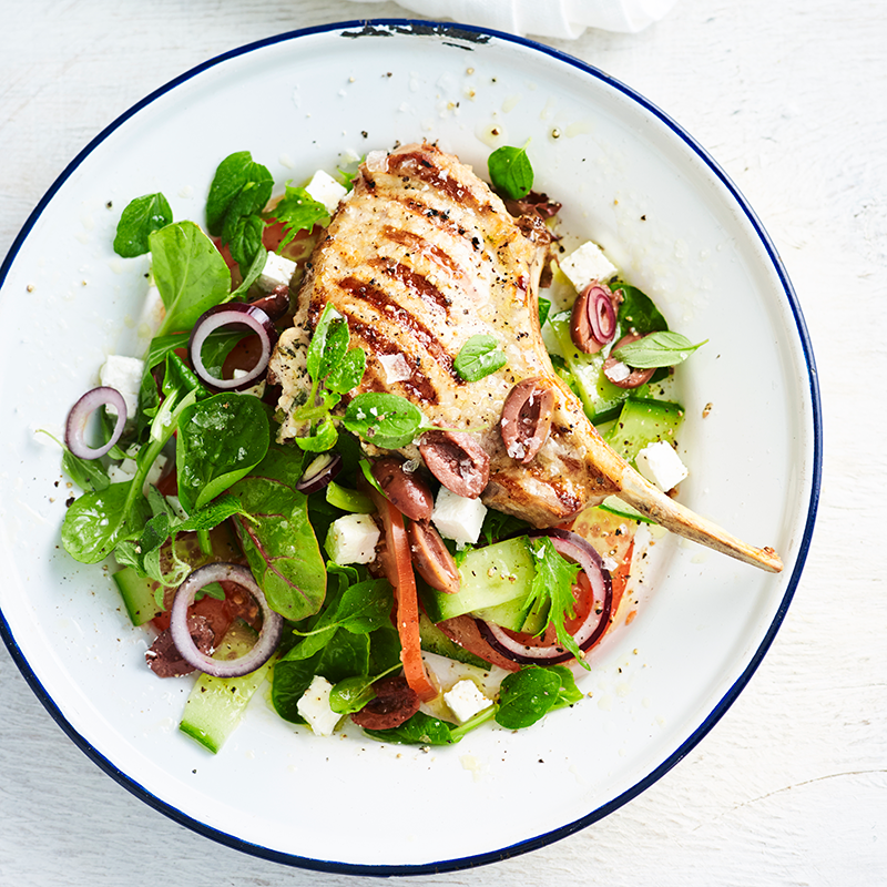 Photo of Greek-style pork cutlets with salad by WW
