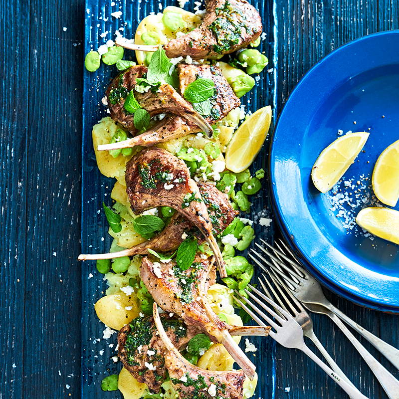 Photo of Minted lamb cutlets with broad bean smash by WW