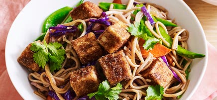 Stir-fried soba noodles with five-spice tofu
