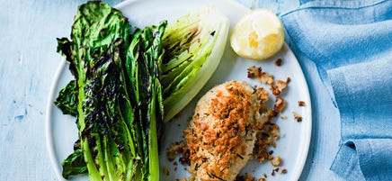 Parmesan chicken with griddled lettuce