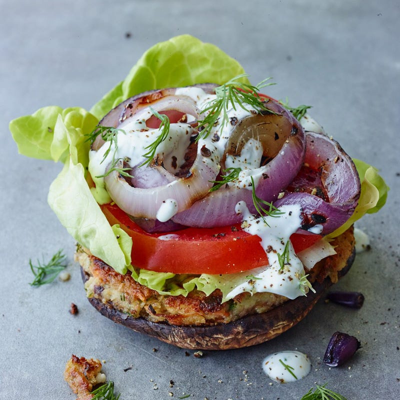 Greek portobello-chickpea burgers