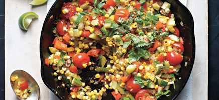 Corn, zucchini, and tomatoes with cilantro
