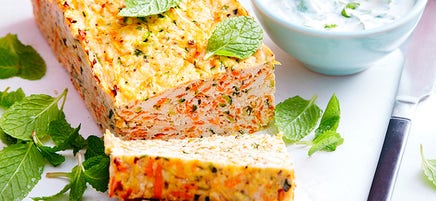 Chicken meatloaf with horseradish and mint sauce