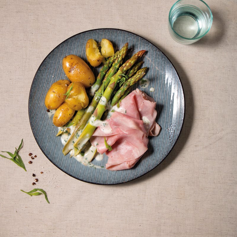 Spargel mit Schinken