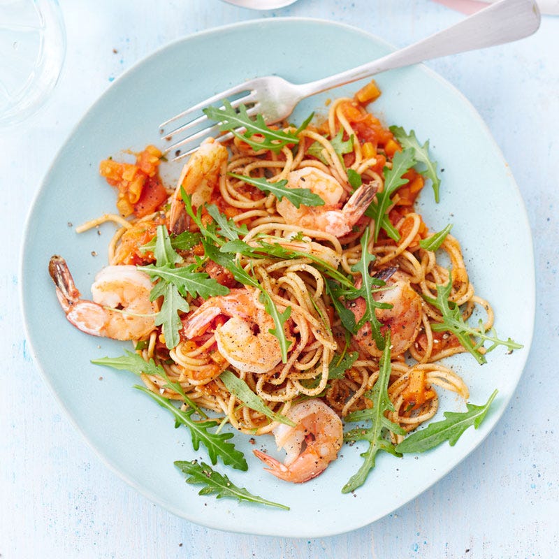 Garnelen-Tomaten-Spaghetti