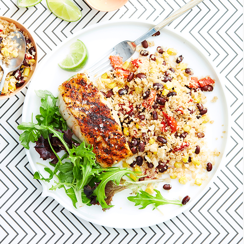 Photo of Cajun fish with black beans and cauliflower 'rice' by WW