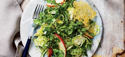 Brussels Sprouts, Watercress & Pear Salad with Parmesan
