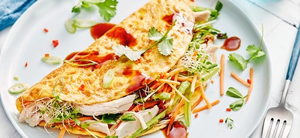 Asian-style chicken omelettes