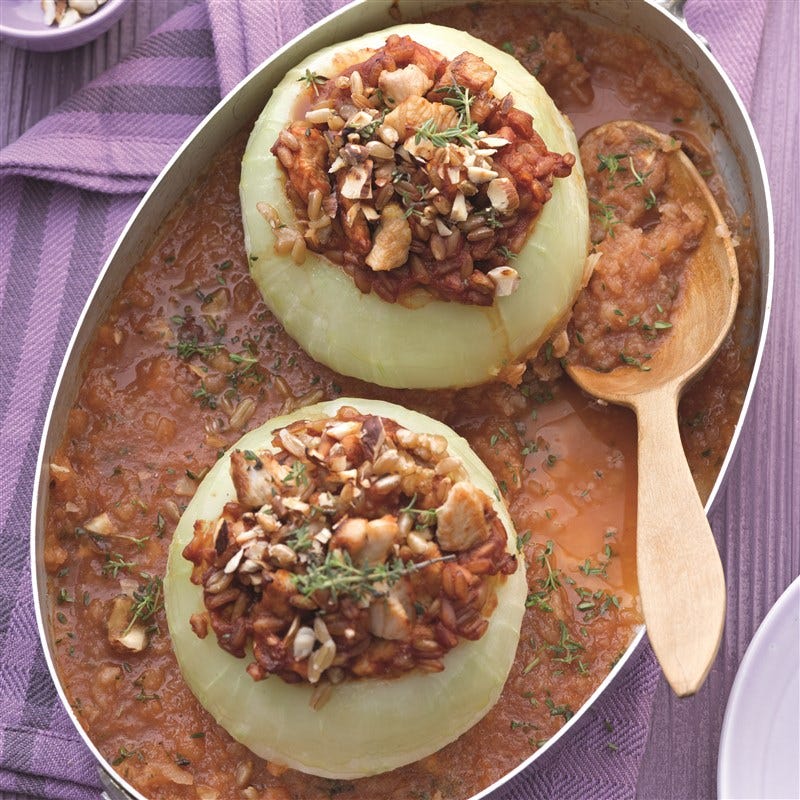 Gevulde koolrabi uit de oven met kalkoen en spelt