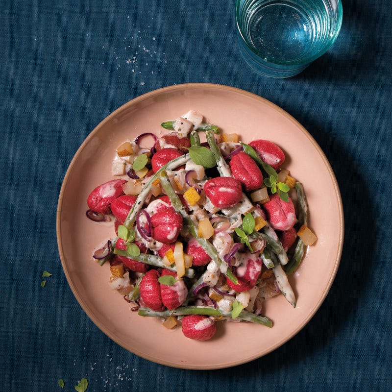 Rote_Bete_Gnocchi mit Ziegenkäse