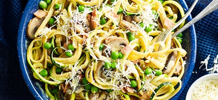 Mushroom fettuccine carbonara