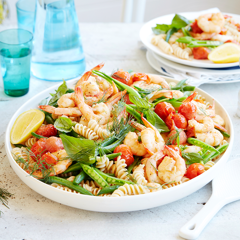 Photo of Garlic prawn pasta salad with tomatoes and herbs by WW