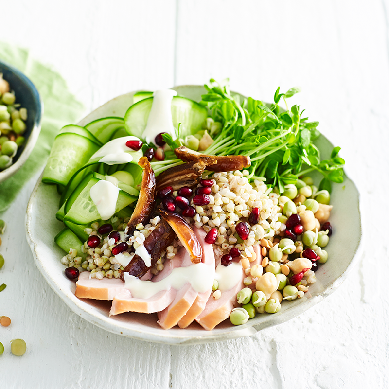 Photo of Buckwheat, chicken, cucumber and pomegranate bowl by WW