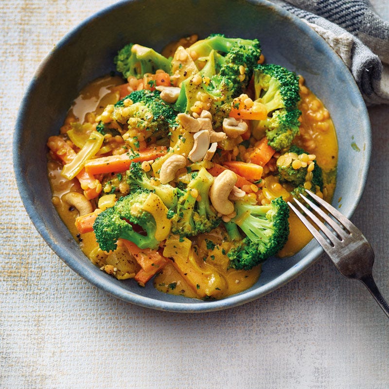 Broccolicurry mit roten Linsen