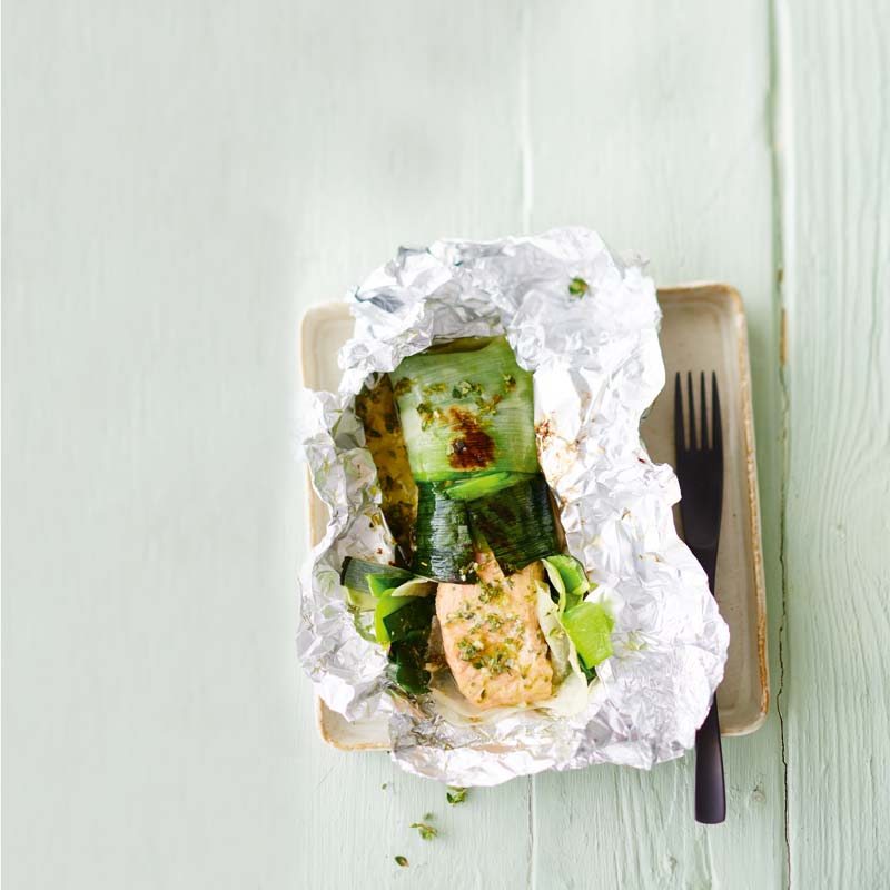 ViktVäktarna - Grillade purjo- och laxpaket med limemarinad