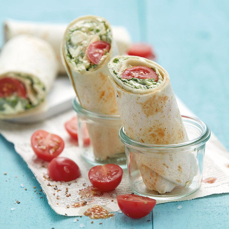 Wraps mit Schafskäse-Rucola-Creme