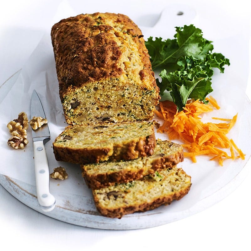 Carrot, kale and walnut loaf