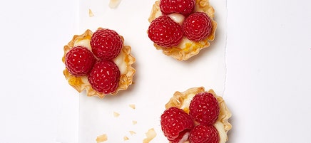 Raspberry, orange, and cream tartlets