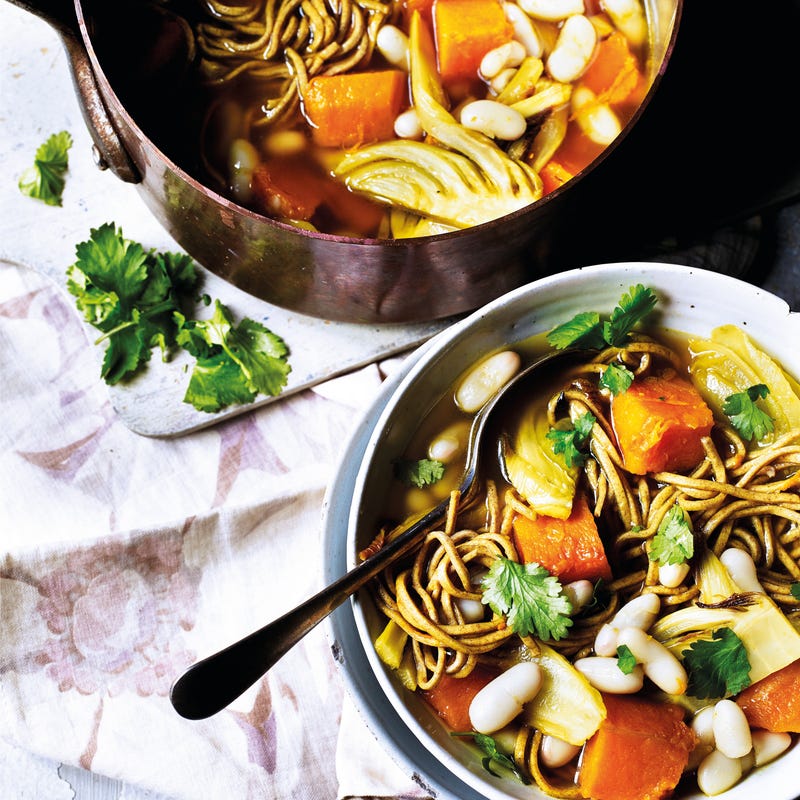 Photo of Turmeric broth bowl with beans, veg & noodles by WW