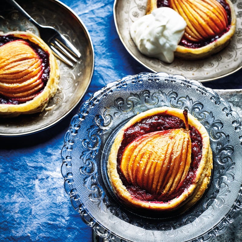 Pear and blackberry tarts