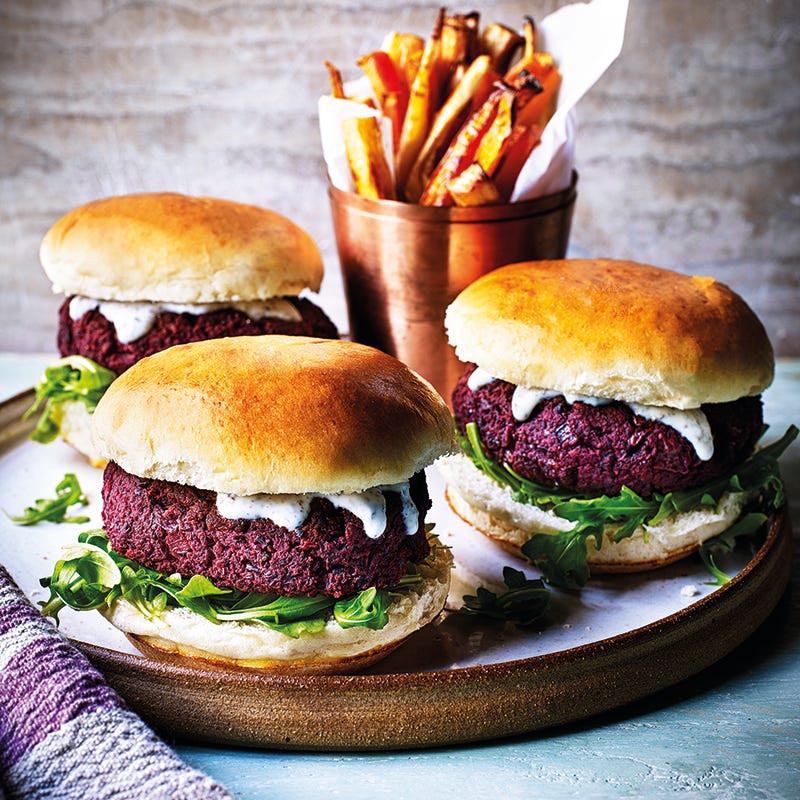 Photo of Beetroot & bean burgers with veggie chips by WW