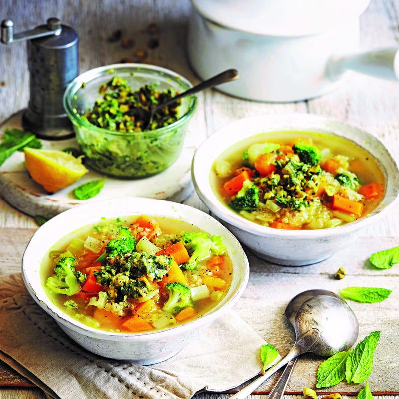 Photo of Quinoa & vegetable soup with mint pesto by WW