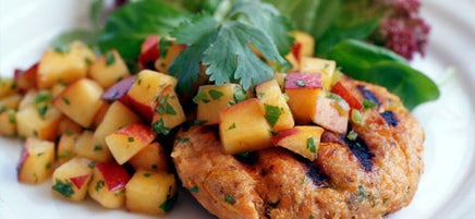 Salmon Burgers with Peach Salsa