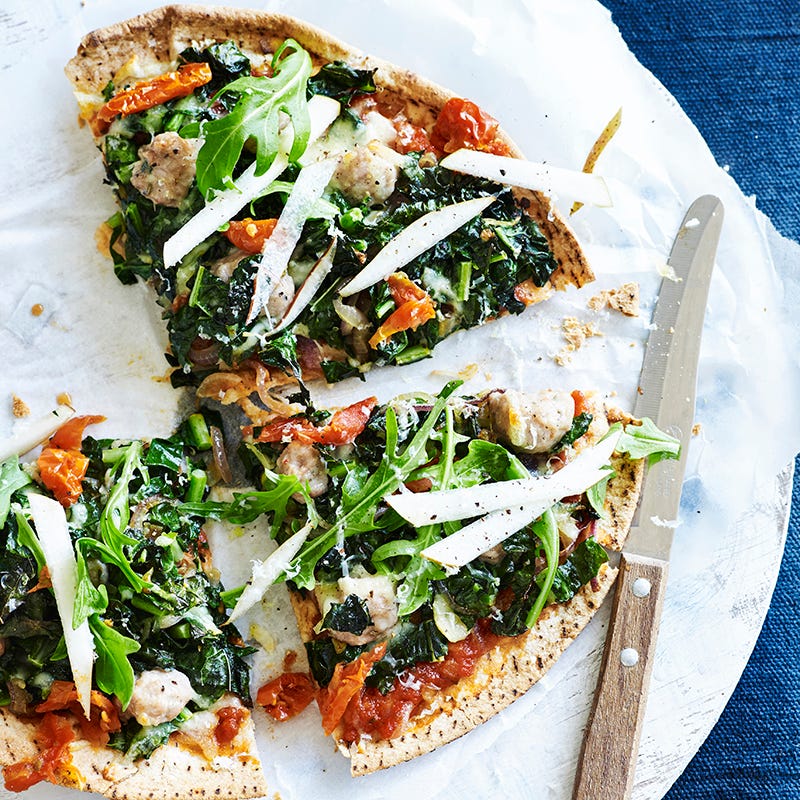 Tuscan kale and sausage pizza