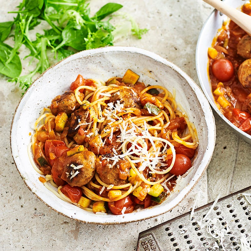 Italian meatballs with spaghetti