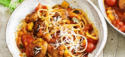 Italian meatballs with spaghetti