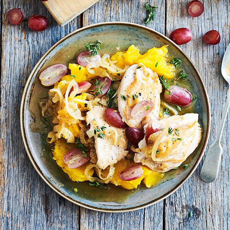 Braised chicken agrodolce sweet and sour sauce