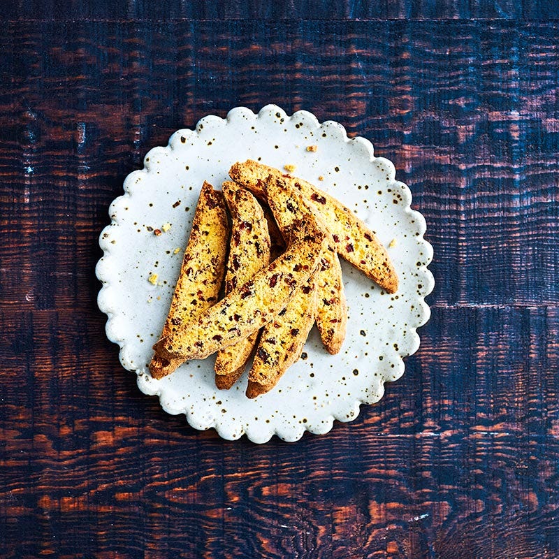 Polenta, orange and cranberry biscotti