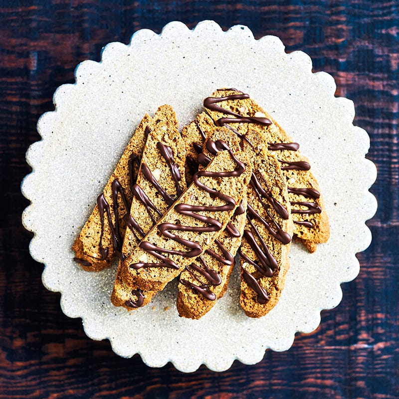 Wholemeal mocha and pecan biscotti