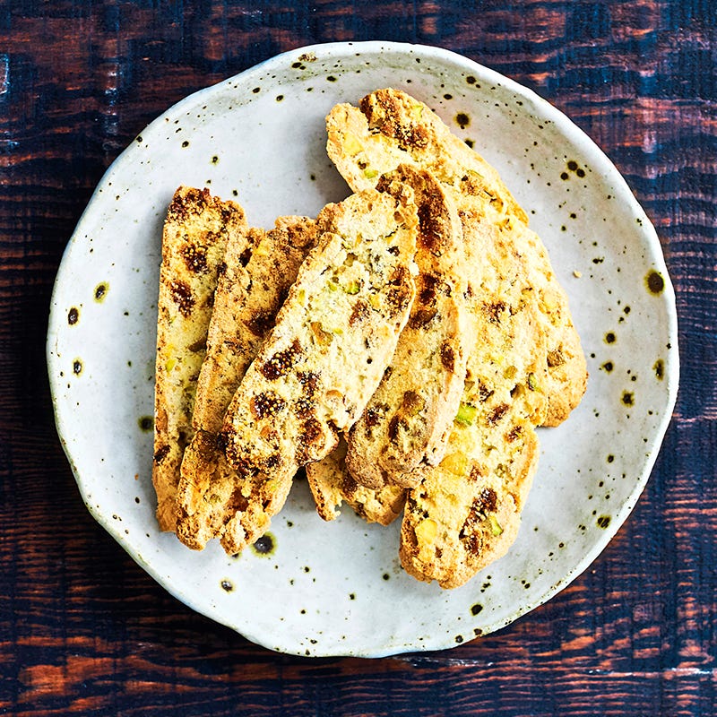 Pistachio and fig biscotti