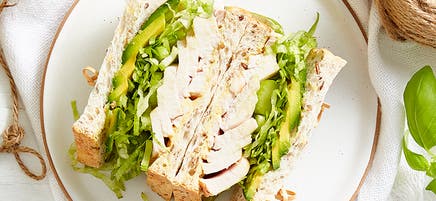 Chicken with greens sandwich