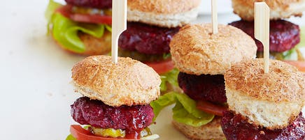 Beef, beetroot and feta sliders