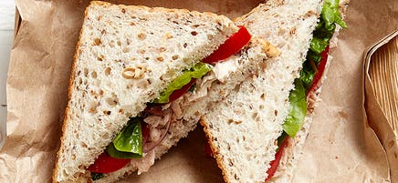 Tuna, basil and olive sandwich