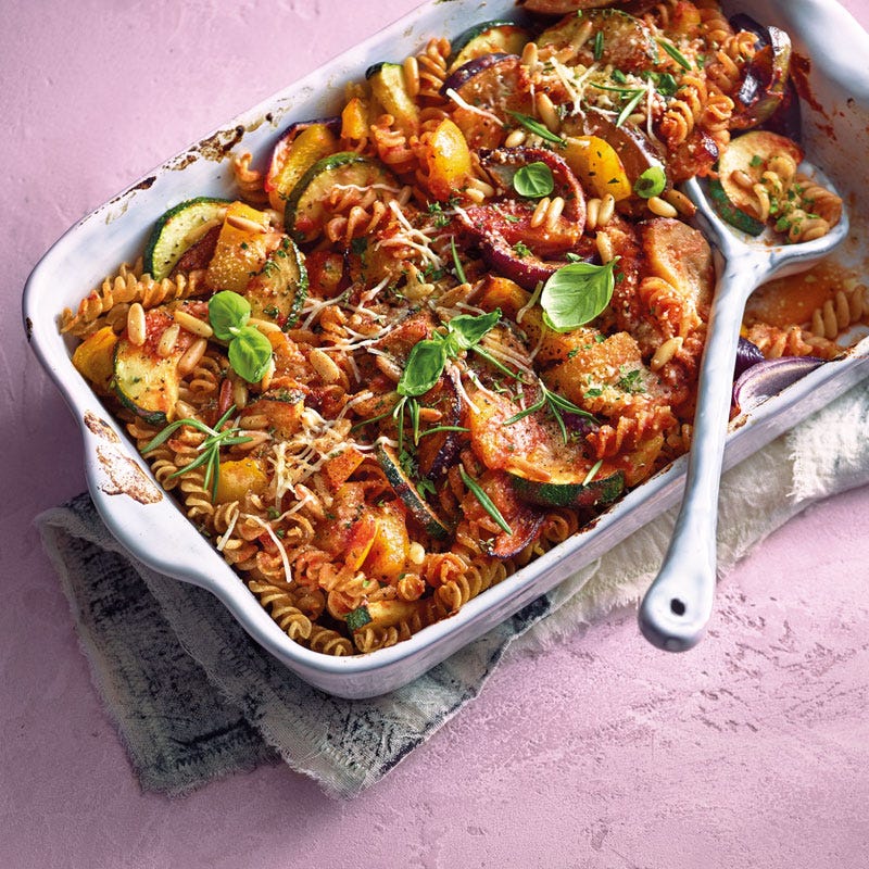 Ratatouille-Auflauf mit Vollkornfusilli / Ratatouille-Auflauf mit Vollkornnudeln