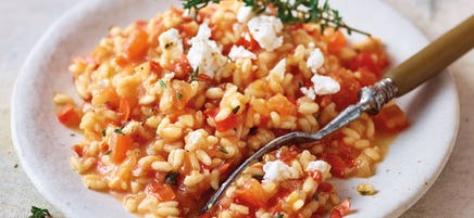 Risotto aux tomates et au fromage de chèvre