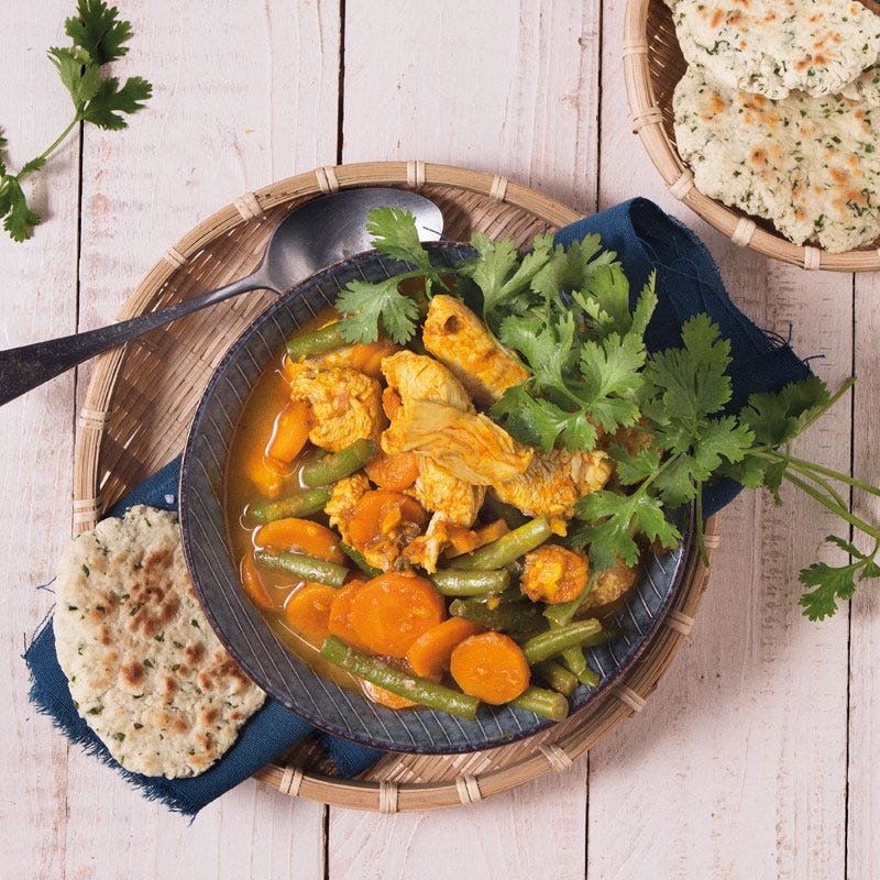 Putencurry mit Koriandernaan