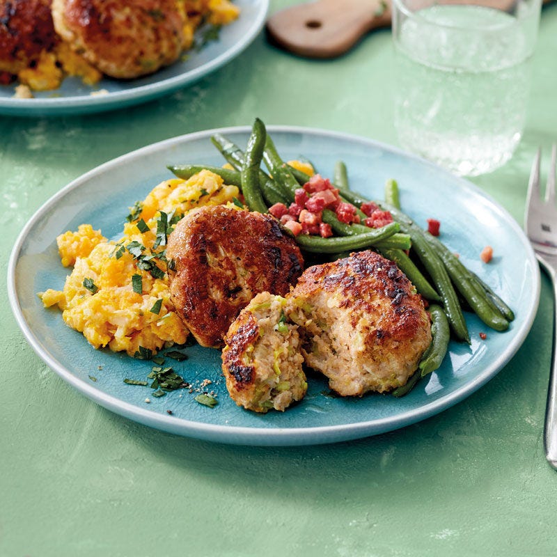 Lauchtätschli mit Blumenkohl-Karotten-Stamps