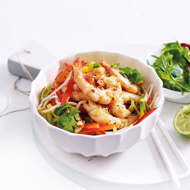 Würzige Kokos-Crevetten auf Mangosalat / Würzige Kokos-Garnelen auf Mangosalat
