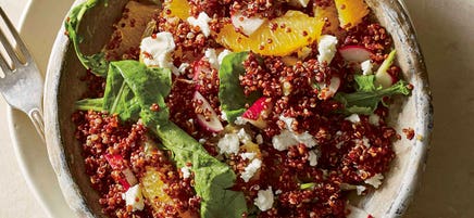 Red quinoa salad with oranges