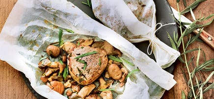 Papillote de veau et châtaignes aux champignons des bois